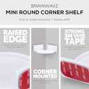BRAINWAVZ Mini Circular Corner Shelf Mount for Security Cameras, Baby Monitors, Speakers, Plants & More, Universal Holder, Strong Adheasive, No Mess, Screwless (White)
