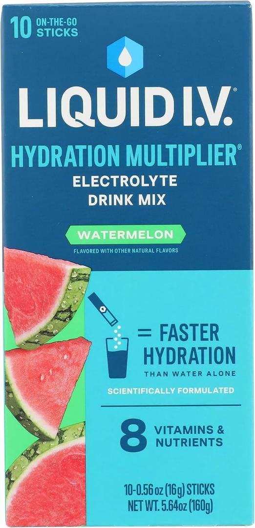 LIQUID IV Watermelon Hydration Drink Mix 10 Count, 0.56 OZ,BBD01/19/2028