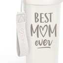 SANDJEST Best Mom Ever Tumbler - Stainless Steel 2-in-1 Lid Coffee Tumbler 18 oz, Mom Insulated Travel Mug Gift for Women Mother, Birthday Christmas Mother's Day
