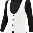 V VOCNI Suit Vest for Women Waistcoat Vintage Steampunk Dressy Casual Racerback Vest Jacket (White, XL)