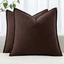 MIULEE Decorative Linen Pillow Covers 18x18 Inch Dark Brown Boho Farmhouse Neutral Winter Couch Throw Pillows for Bed Pack of 2 Accent Modern Pillowcase Sofa Livingroom Home Decor
