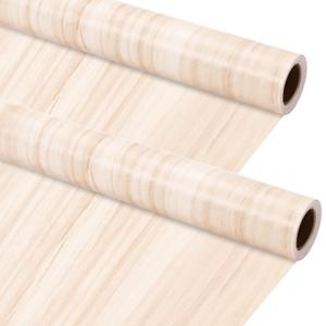 Kolldenn 2 Rolls Light Wood Grain Fabric Paper Bulletin Board Roll 4 x 12ft