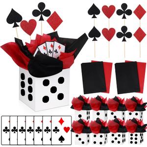 8 Sets Casino Party Decorations Themed Table Centerpieces Casino Night Table Party Toppers with Dice Box Poker Cutouts and Sticks for Night Decor Birthday