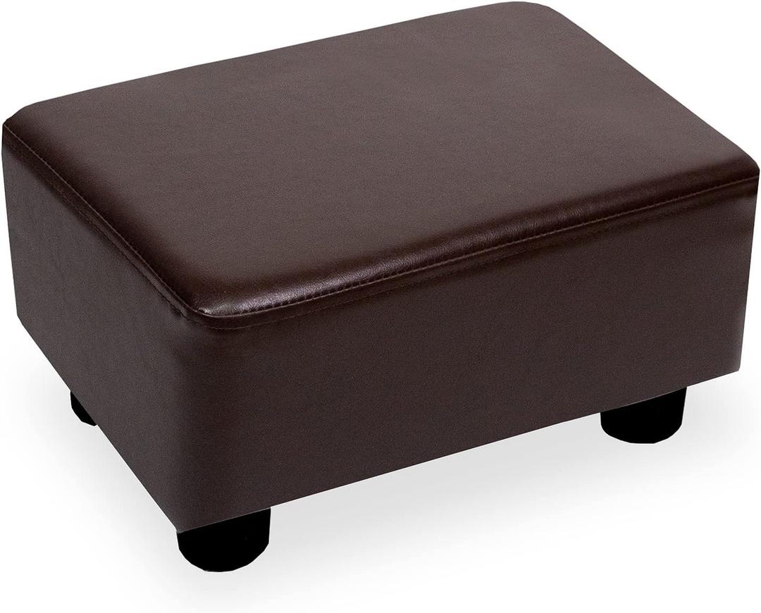 CAROLMADE Small Foot Stool Ottoman Footstool with Legs Under Desk Footrest for Living Room Bedroom and Office, Dark Brown (11"D x 15.4"W x 8.3"H)