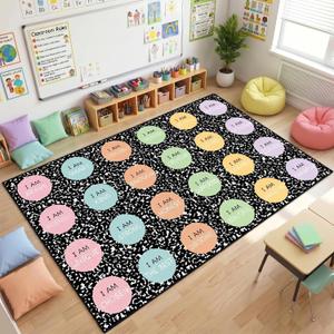 BreezeHug 7.5 x 12 ft Classroom Rug Pastel Composition Notebook Rug, 1'11" x 2'3"