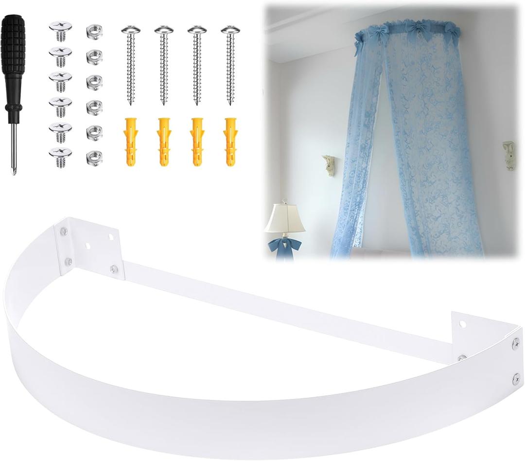 Sintuff 18 Inch DIY Canopy Frame Kit for Rod Pocket Curtains Metal Bed Curtain Kit for Twin to King Size Bed with Instruction Manual Drapery, Panels Not Included