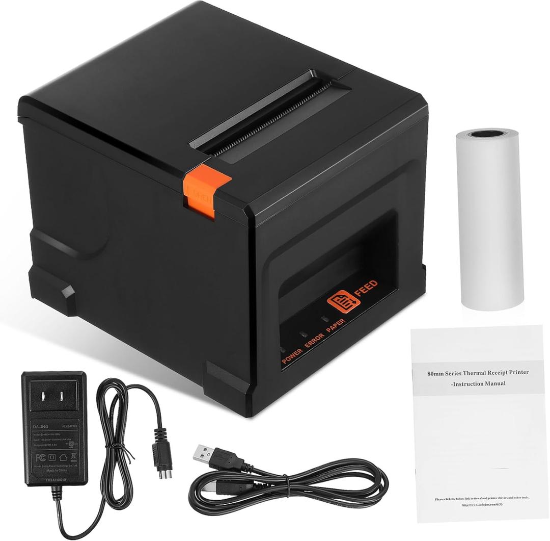 Ciieeo Thermal Printer Receipt Printer for Small Business Supermarket Portable Us Plug