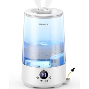 Homvana Humidifiers for Bedroom Home, 3.6 L Cool Mist Top-Fill 34H Super Long Time, Quiet 23dB, Baby Humidifier, Oil Diffuser for Large Room, House, Plant, Nursery, BPA FREE, Ultrasonic (Transparent)