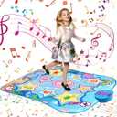Dance Mat - Rhythm Step Play Mat - Dance Game Toy Pad with LED Lights, Gift for Kids Girls 3-12