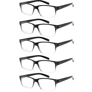 NORPERWIS Reading Glasses 5 Pairs Quality Readers Spring Hinge Glasses for Reading for Men and Women (5pcs - Black/Clear, 2.00)