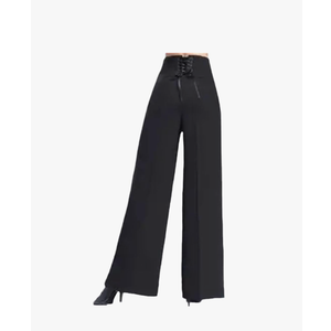 Ownwfeat Women's Latin Pants Dancing Wide-Leg Pants 