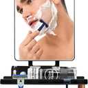 Shower Mirror,Mirror for Shower with Razor Holder,Adjustable Shower Shave Mirror for Men and Women,NO-Drilling,Removable,Shatterproof &Waterproof with 2 Adhesive Hooks