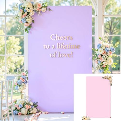 Pink and Purple Arch Cover, Square Arch Backdrop Cover 6.6FT x 4FT, Arch Covers Stretchy Backdrop Spandex Fitted Double-Color for Birthday Party Baby Shower Anniversary Ceremony Banquet Decoration