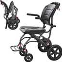 24LBS Lightweight Foldable Transport Wheelchair for Adults & Seniors Portable Aluminum Travel Chair with Handbrake 9" Honeycomb Tires Compact Wheelchair Holds 220 LBS, Black, 15.6" Seat Width