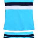 Uhnice Girls Swimsuit Two Piece Tankini Swimwear with Boyshort (14-15 Years, Blue)