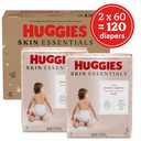 Huggies Size 5 Diapers, Skin Essentials Baby Diapers, Size 5 (27+ lbs), 120 Count (2 Packs of 60)