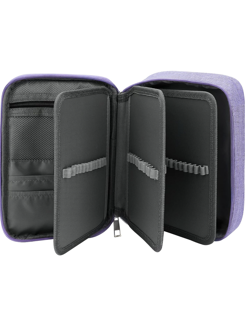 Large Capacity Pencil Case, 72 Slots Colored Pencil Pouch Bag Portable Pencil Holder Stationery Organizer with Compartments for Office and Travel, Purple