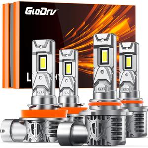 [2025 Upgrade] H 11 90 05 Light Bulbs Combo, [Latest & Brightest] 48000LM 600% Ultra-Bright Real 1:1 Mini Size, 6000K Cool White, Quick Install No Adapter Needed, Pack of 4