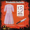 Womens Barbara Dress Costume Pink Floral Print Dress Halloween Cosplay Outfit Suit (Medium)