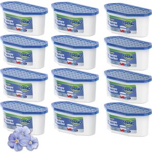 Ksend Moisture Absorbers, 12 Pack, Compact Dehumidifier for Closet, Efficient Humidity Absorber Boxes, Moisture Absorber for Closet, Odor Eliminator with Linen Fragrance, Dutch Blue, 6.4oz, 300ml
