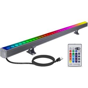 LED Wall Washer Light with RF Remote, 144W RGBW+5000K Landscape Linear Wall Wash Light Bar, 40'' Color Changing Spot Light for Indoor Outdoor Building, Weddings, Commercial Lighting