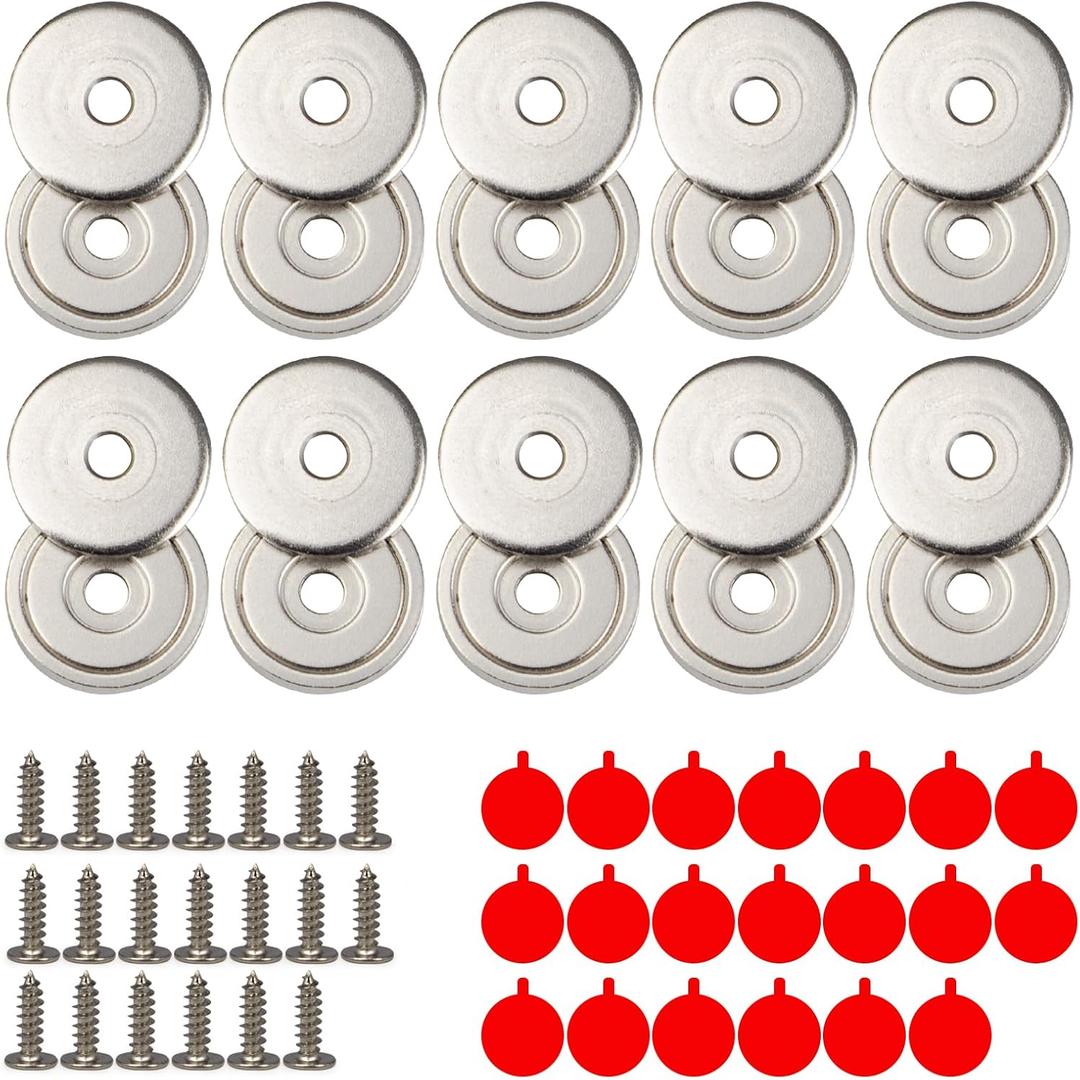 Cabinet Door Magnetic Catch,10 Pack Round Cabinet Magnets Adhesive Cabinet Latch,Magnetic Drawer Locks for Sliding Door Kitchen Cupboard Closure