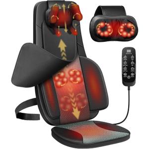 Flekzo Shiatsu Neck and Back Massager with Heat, Massage Chair Pad