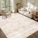 Area Rugs Living Room Rug: Washable Vintage Boho Rug No Slip Stain Resistant Soft Carpet Beige 30 Inchx120 Inch