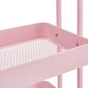 Amazon Basics 3-Tier Rolling Utility or Kitchen Cart, Lockable Wheels, Multifunctional Storage, Metal Storage Organizer, Portable, Dusty Pink