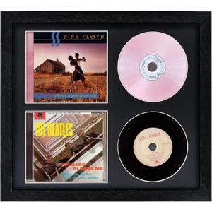 Double CD Frame with Double CD Booklet, Frame 2 CDsCD Music Display Frame for Disc and CD Box, Signed CD Frame Display Case with Real Glass for Wallmount (Double Black Mat)
