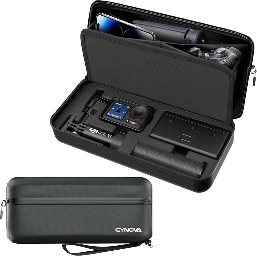 CYNOVA Carrying Bag for DJI Osmo Action 4/5 Pro, PU Storage Protective Bag for DJI Osmo Action 4/5 Pro Adventure Combo Accessories, Protective PU Storage Accessories
