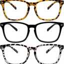 5 Pack Blue Light Blocking Reading Glasses Fashion Square Computer Readers for Women Men, Anti UV Ray Nerd Eyeglasses (5C B, 1.25)