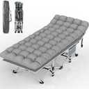 Suteck Camping Cot, Folding Camping Cot Bed for Adults Sleeping 1200D Double Layer Oxford Portable Folding Outdoor Cots for Camping W/Soft Pad Carry Bag for Home Office Nap Beach Travel, 500LBS,Grey (75"28"15")