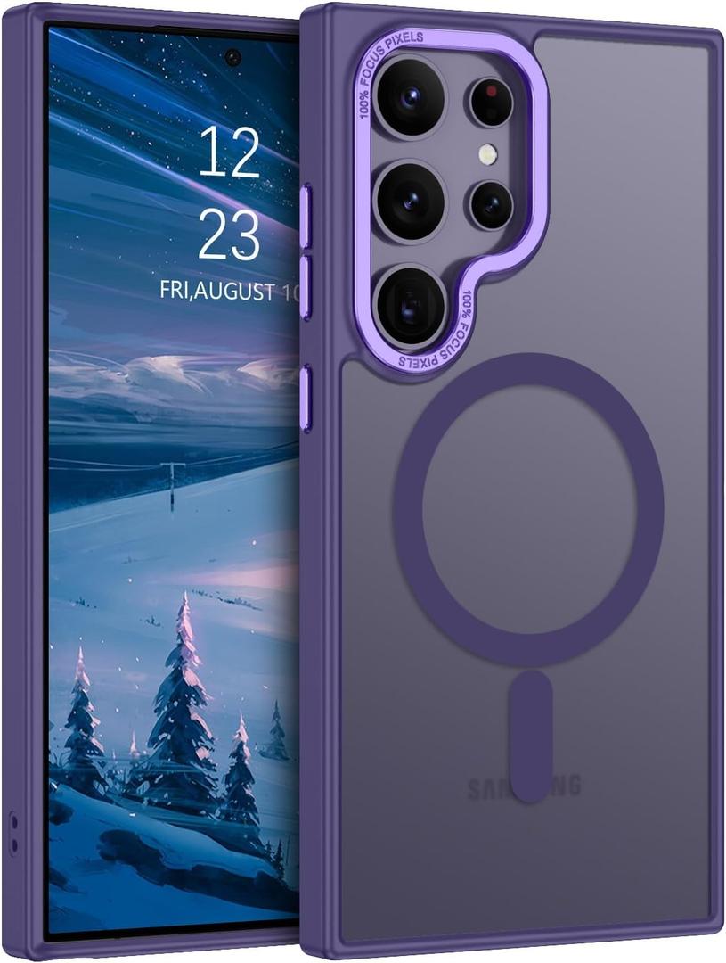 BENTOBEN for Samsung Galaxy S24 Ultra Case, Strong Magnetic [Compatible with MagSafe] Translucent Matte Slim Anti-Slip Shockproof Women Men Protective Phone Case for Samsung S24 Ultra 6.8",Purple
