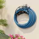 Fire Beauty Heavy-Duty Metal Hose Holder, Wall-Mounted Garden Hose Reel Organizer for Outdoor Yard, Solid Iron Decorative Hanger Storage