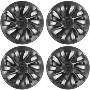 IKON MOTORSPORTS, Wheel Hubcaps Compatible with 2017-2023 Tesla Model 3, Matte Black Cyclone Style ABS Plastic 18 Inch Hub Caps Hubcap Rim Cover Skin Covers 4PCS Replacement