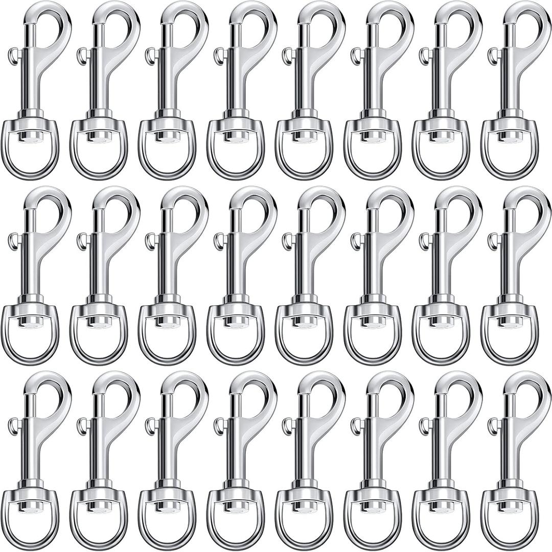 Therwen 24 Pcs Swivel Snap Hooks for Dog Leash Heavy Duty 2.76 Inch Flag Clasp Single Ended Clip Hooks Multipurpose Bolt Snap for Keychain Camera Strap Linking Pet Leash(Classic Style,0.59")