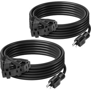 BN-LINK 25Ft Outdoor Extension Cord with 3 Outlets,16/3 SJTW, 13-Amp Power Cord for Lighting, Landscaping & Holiday Decorations, Grounded, ETL Listed