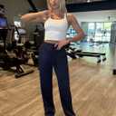 PINSPARK Wide Leg Yoga Pants Women High Waisted Workout Pants UPF 50+ Drawstring Sweatpants with 4 Pockets (Blue, M)