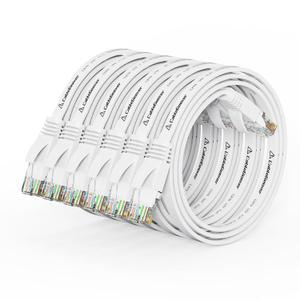 Cat 6 Ethernet Cable 1.5ft (6 Pack) (at a Cat5e Price but Higher Bandwidth) Flat Internet Network Cable - Cat6 Ethernet Patch Cable Short - Withe Cat6 Computer Cable with Snagless RJ45 Connectors