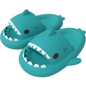 ChayChax Boys Girl Cloud Shark Slides Non-Slip Novelty Open Toe Sandals Extremely Comfy Cushioned Thick Sole Cute Cartoon Shower Slippers Indoor & Outdoor (5-6 Big Kid, Sky Blue)