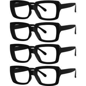 Eyekepper 4 Pack Stylish Reading Glasses Women - Oversized Square Readers Black +1.50