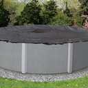 Blue Wave Rugged Mesh 28 ft 8-Year Above Ground Pool Cover for Winter – Fine Mesh Debris Barrier – 4 ft Overlap, Reinforced Grommets, Vinyl-Coated Cable, Metal Winch – Black Finish - BWC610