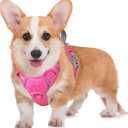 BARKBAY No Pull Dog Harness Large Reflective Dog Harness with Front Clip and Easy Control Handle for Walking Training Running with ID tag Pocket(Pink,M)