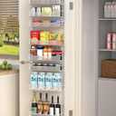 Over the Door Pantry Organizer, 8-Tier Over the Door Organizer with Adjustable Basket, Pantry Door Organization for Pantry Kitchen Storage Room Spice Rack, White