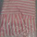 Mindsoft Pink Striped Ruffled Tablecloth 70 x 52 Inches Cotton Linen Rectangle Striped Table Cloth Classic Farmhouse Vintage Table Cover Decorative Pattern for Holiday Party