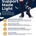 Pembrook Light Compression Socks for Women - 3 Pairs | 8-15 mmHg Cotton Compression Socks Women, Knee High Comfort & Support (Large, Black/Gray/Navy - 3 Pairs)