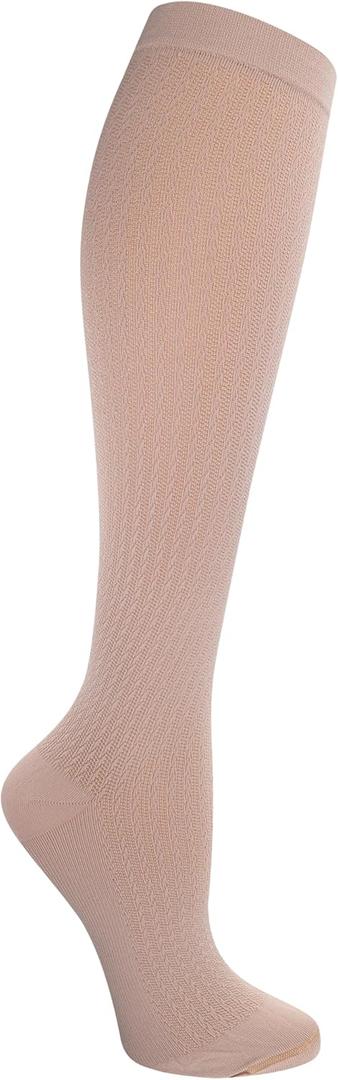 Dr. Scholl's Women Graduated Compression Knee High Socks-Comfort and Fatigue Relief-Mild 8-15 mmHg (4-10, Beige (1 Pair))