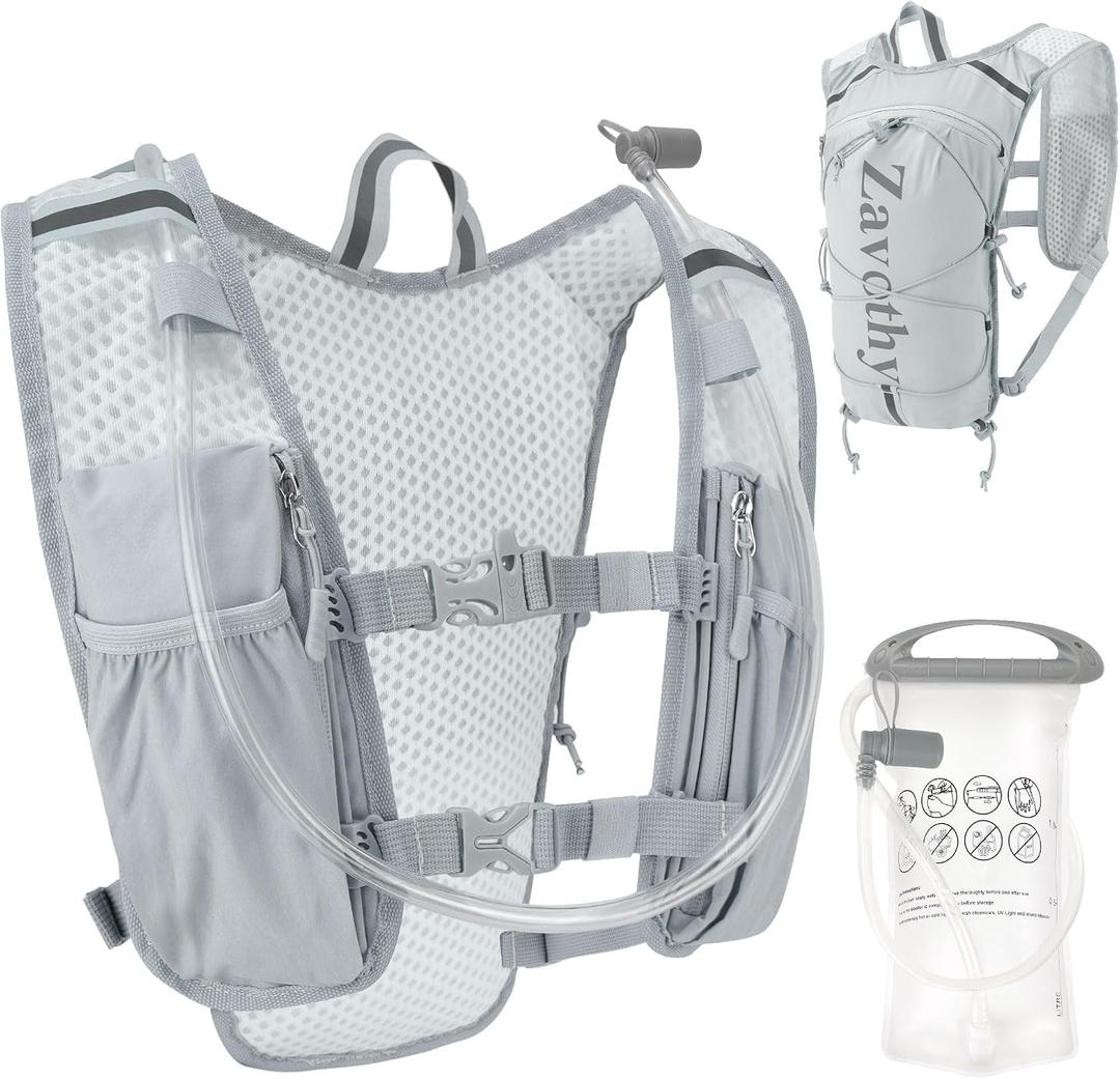 Zavothy Hydration Backpack with 1.5L Water Bladder, Lightweight Water Backpack for Women, Hydration Pack with Rain Cover for Running Hiking Cycling Festival, Reflective Bounce-Free Fit