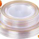 I00000 60 Pcs Clear Gold Plastic Plates, Gold Disposable Plates Includes: 30 Dinner Plate 10.25" and 30 Dessert Plate 7.5 ", Premium Clear Plate Prefect for Wedding and Gold Plates Party/Birthday